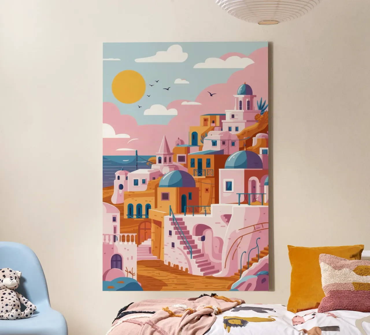 Santorini Colour Pop canvas with Floater frame by Echo Saber