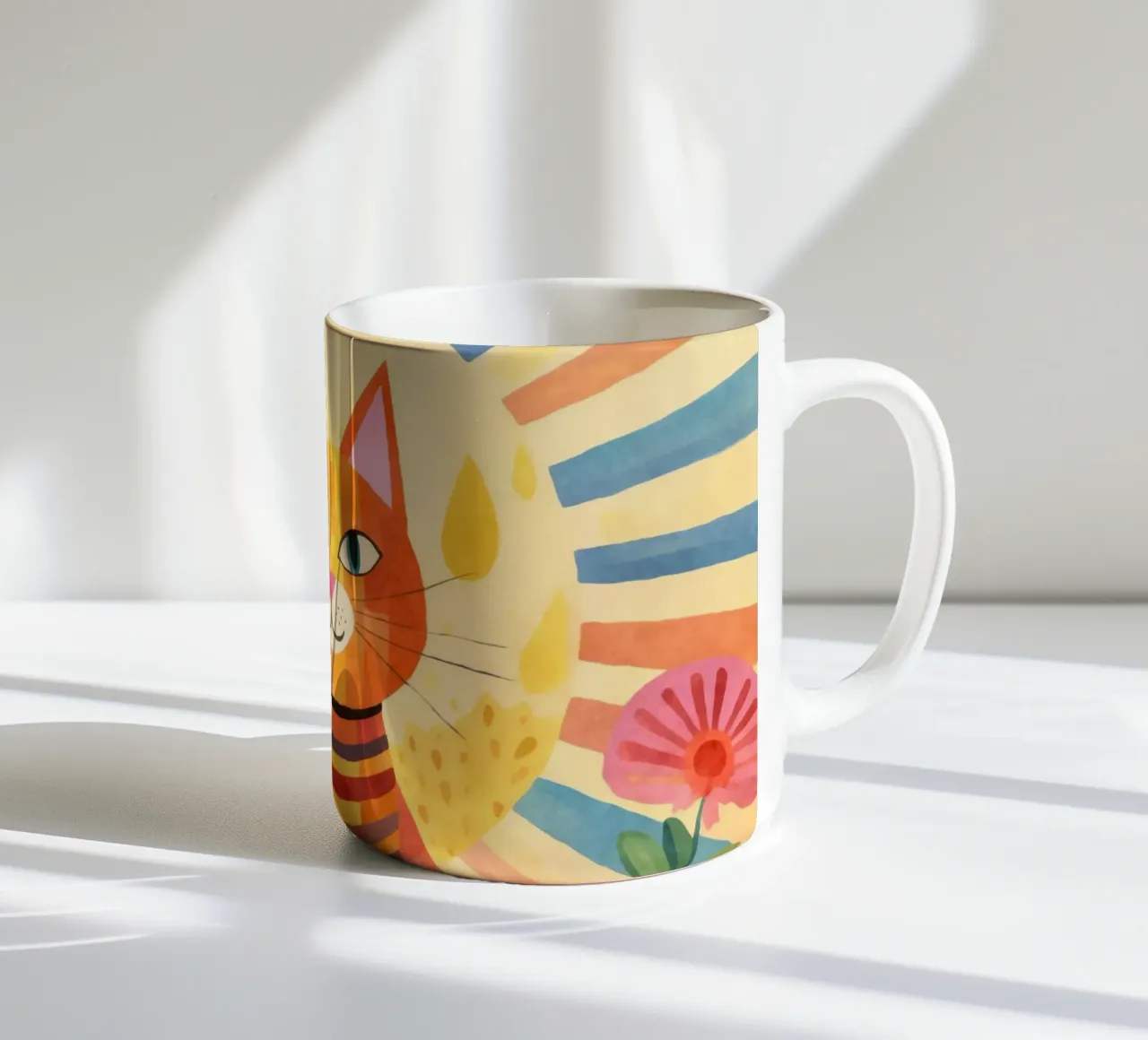 Gatto felice Vita felice tazza in ceramica da Andrea Haase Animal Love