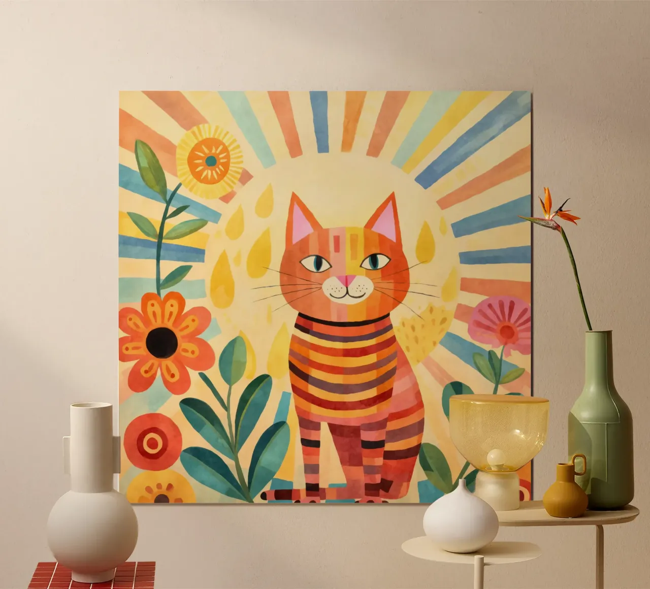 Gatto felice Vita felice poster con telaio in plastica da Andrea Haase Animal Love