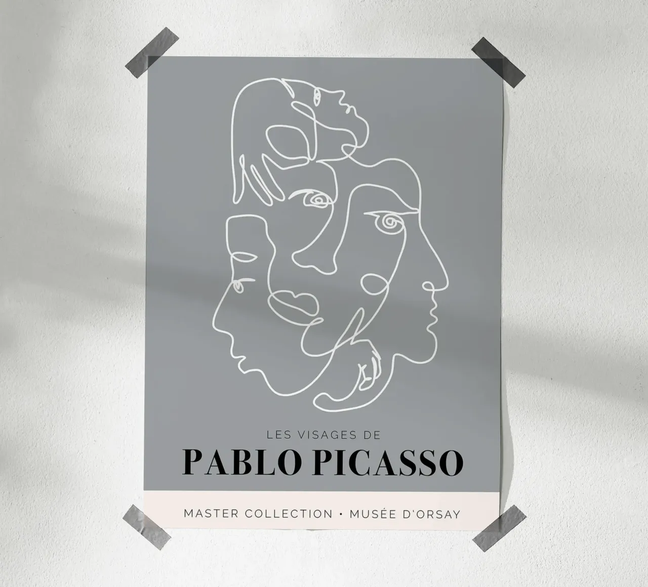 I volti di Pablo Picasso poster con telaio in legno da Linda Richardson