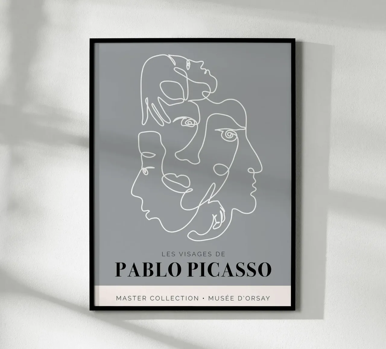I volti di Pablo Picasso poster con telaio in legno da Linda Richardson