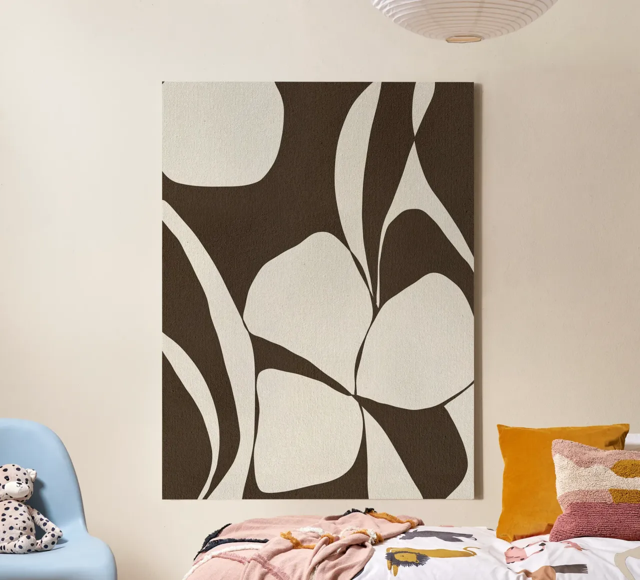 Muted Petals I by Shatha Dafai canvas with Floater frame by Linda Richardson