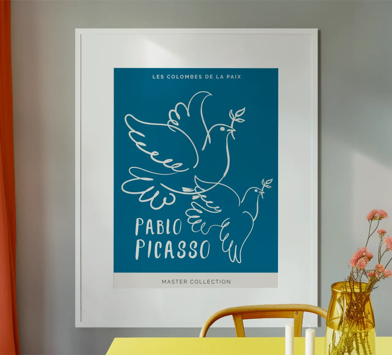 Pablo Picasso - Le colombe della pace poster con telaio in legno da Linda Richardson