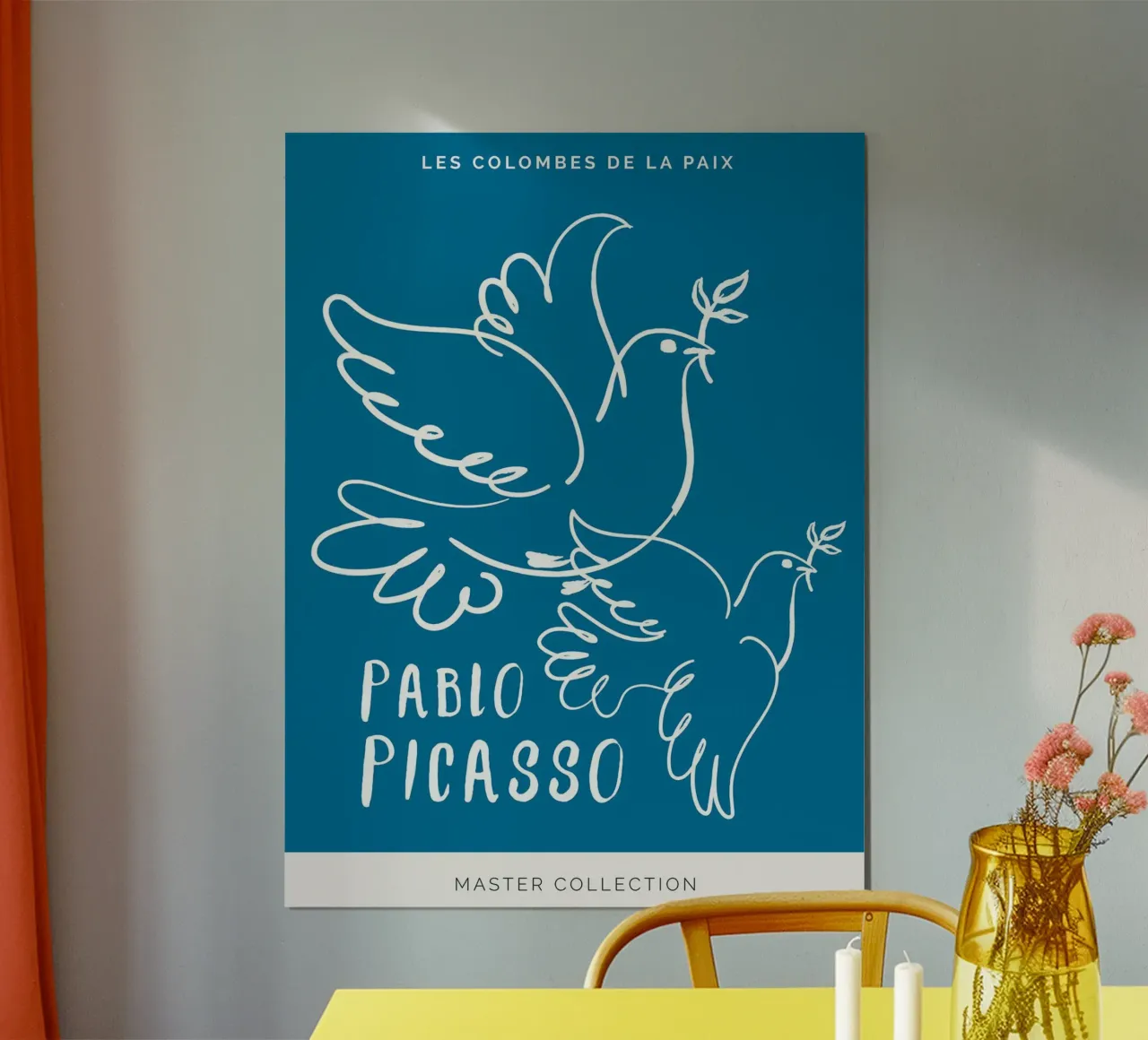 Pablo Picasso - Le colombe della pace poster con telaio in legno da Linda Richardson