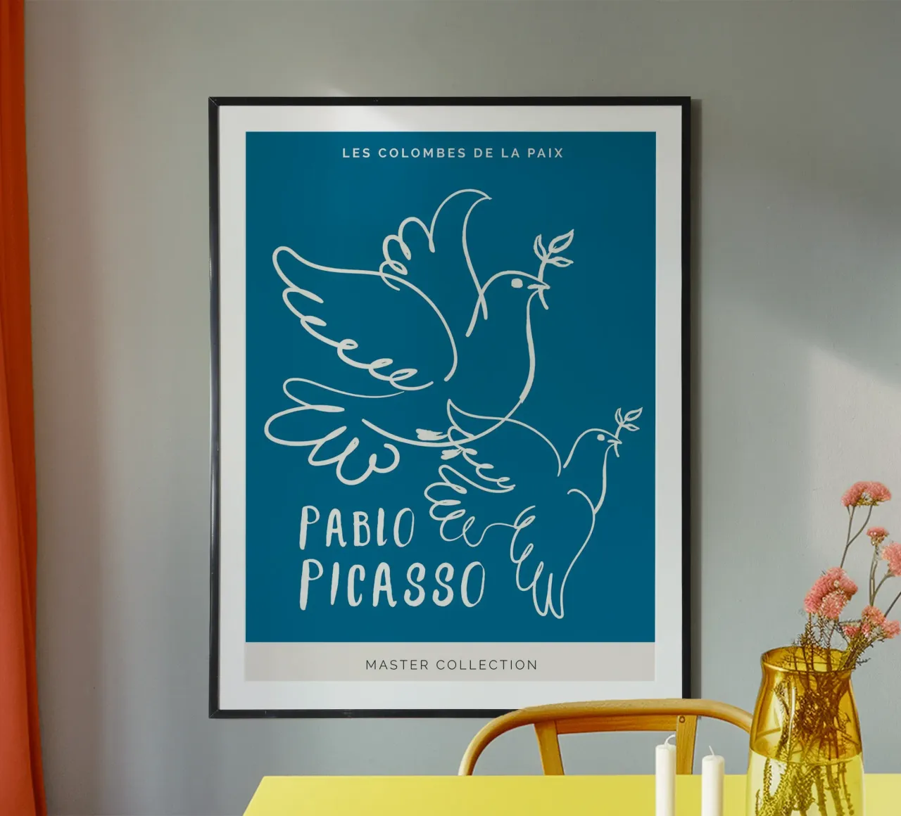 Pablo Picasso - Le colombe della pace poster con telaio in legno da Linda Richardson