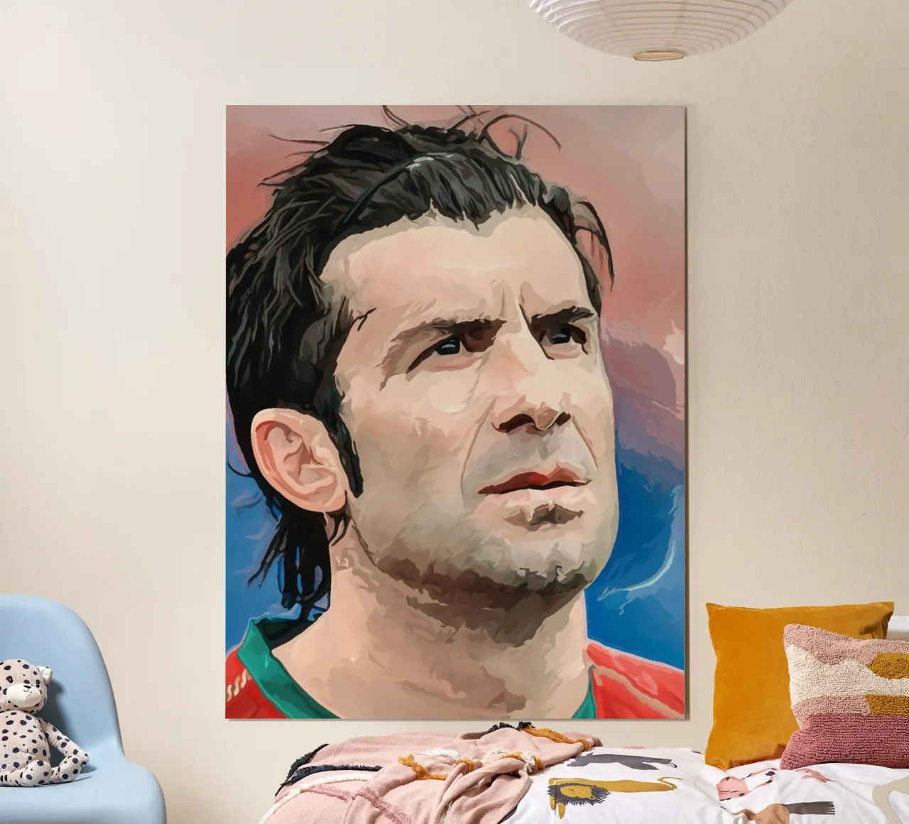 Luis Figo: La leggenda del calcio poster con telaio in legno da dan band