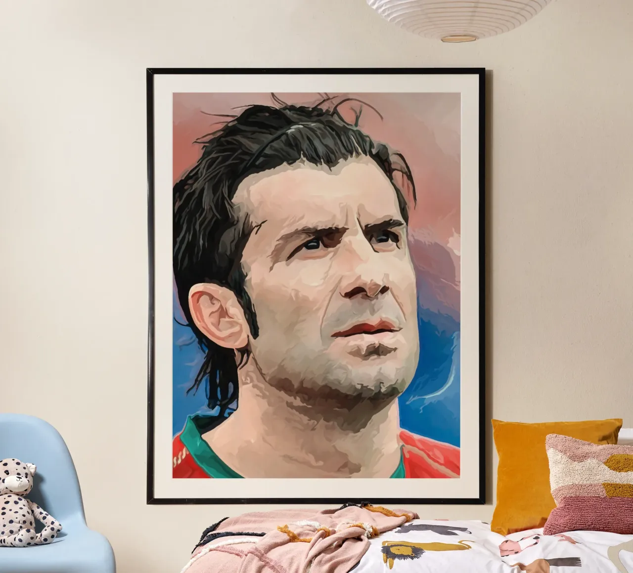 Luis Figo: La leggenda del calcio poster con telaio in legno da dan band
