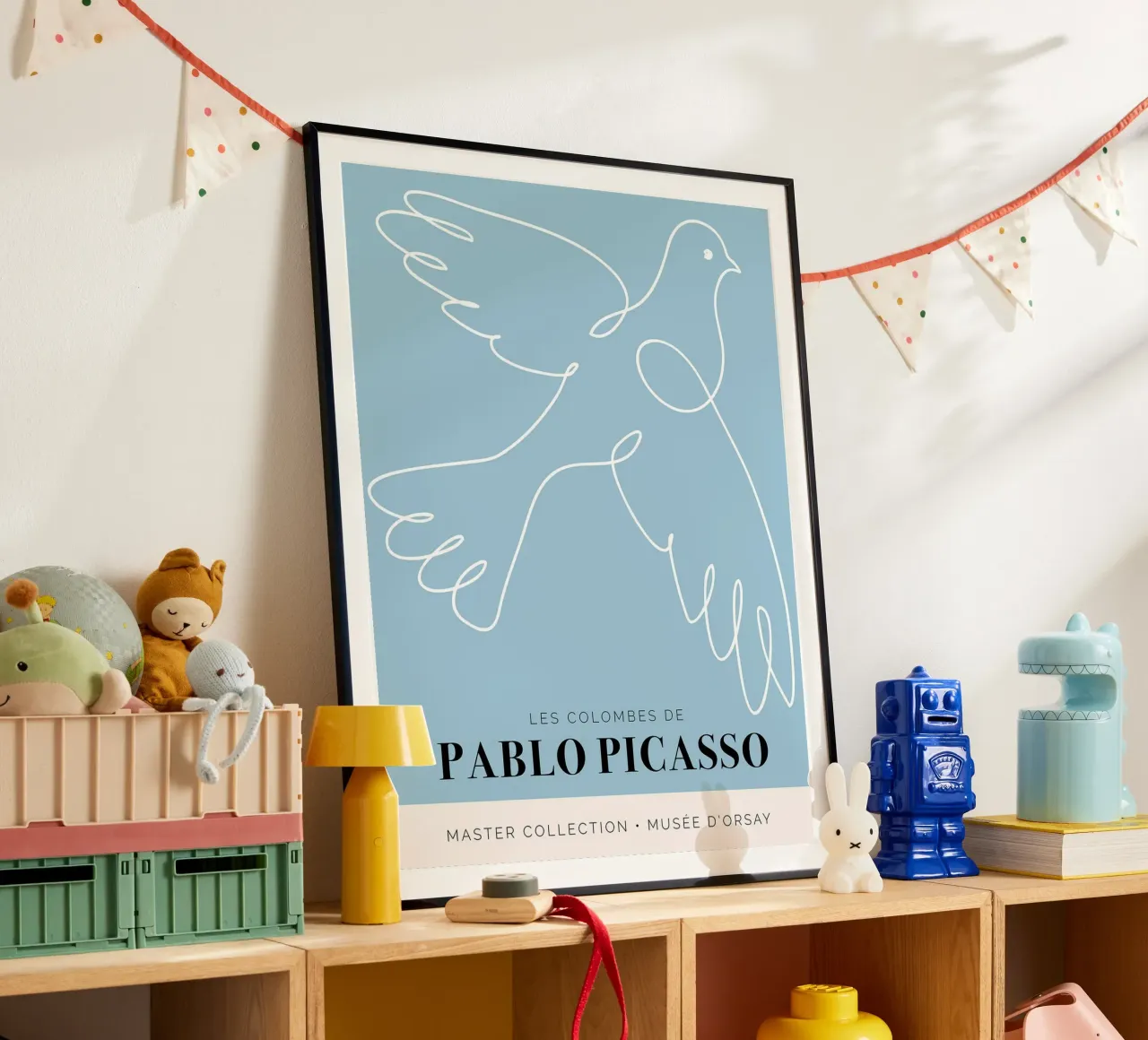 Pablo Picasso - Le colombe poster con telaio in alluminio da Linda Richardson