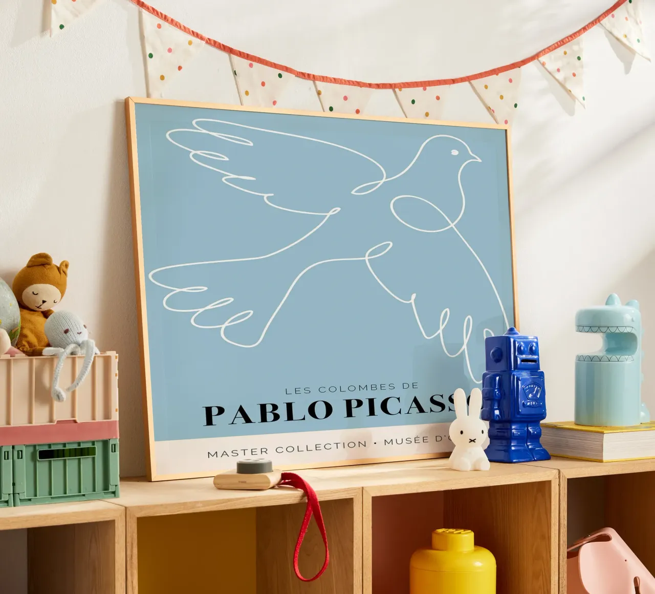 Pablo Picasso - Le colombe poster con telaio in alluminio da Linda Richardson