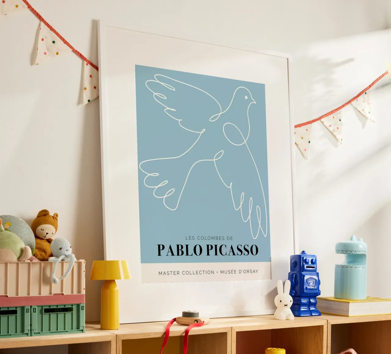 Pablo Picasso - Le colombe poster con telaio in alluminio da Linda Richardson