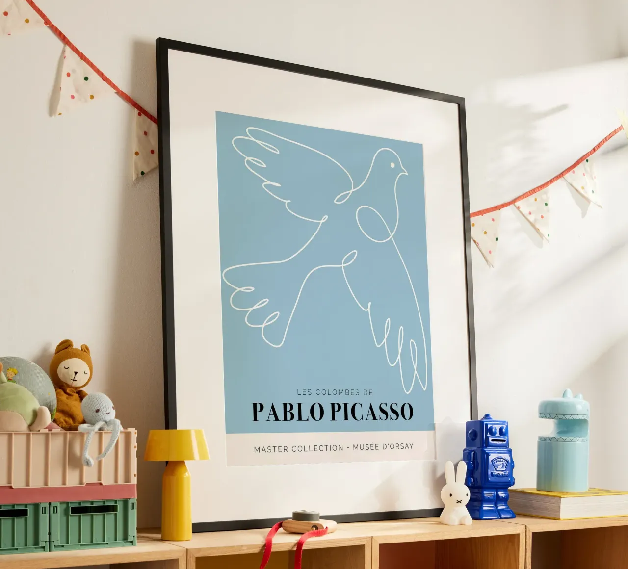 Pablo Picasso - Le colombe poster con telaio in alluminio da Linda Richardson