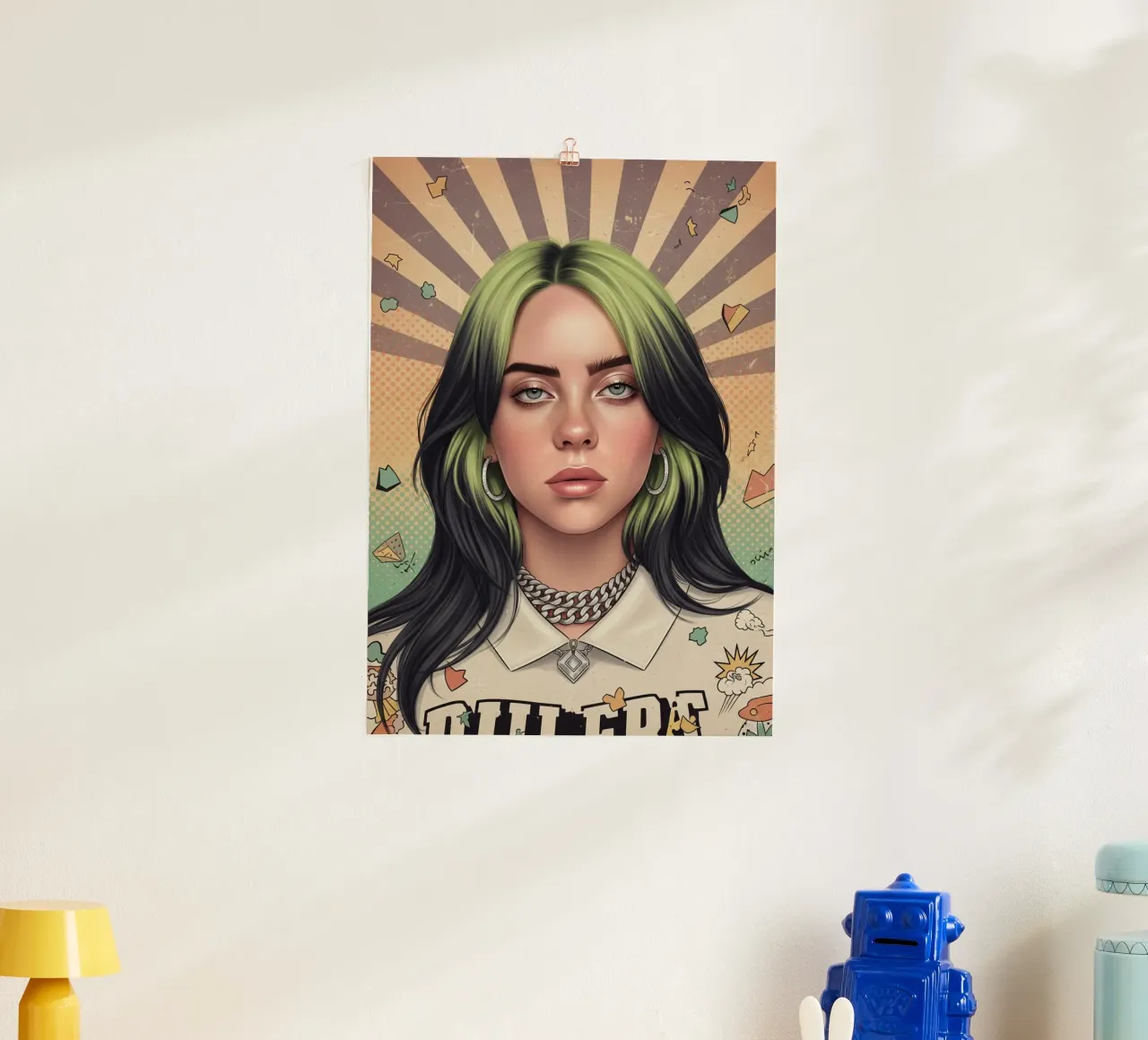 Billie Eilish stile vintage retrò poster con telaio in alluminio da Lembayung art