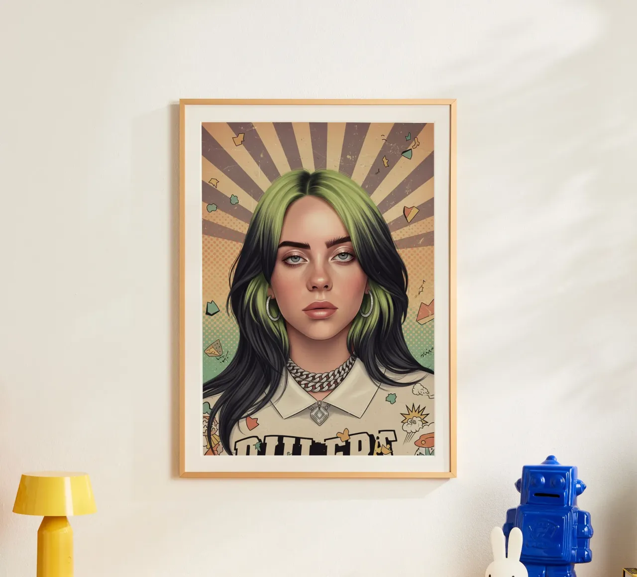 Billie Eilish stile vintage retrò poster con telaio in alluminio da Lembayung art