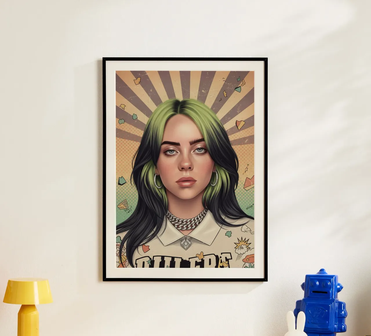 Billie Eilish stile vintage retrò poster con telaio in alluminio da Lembayung art