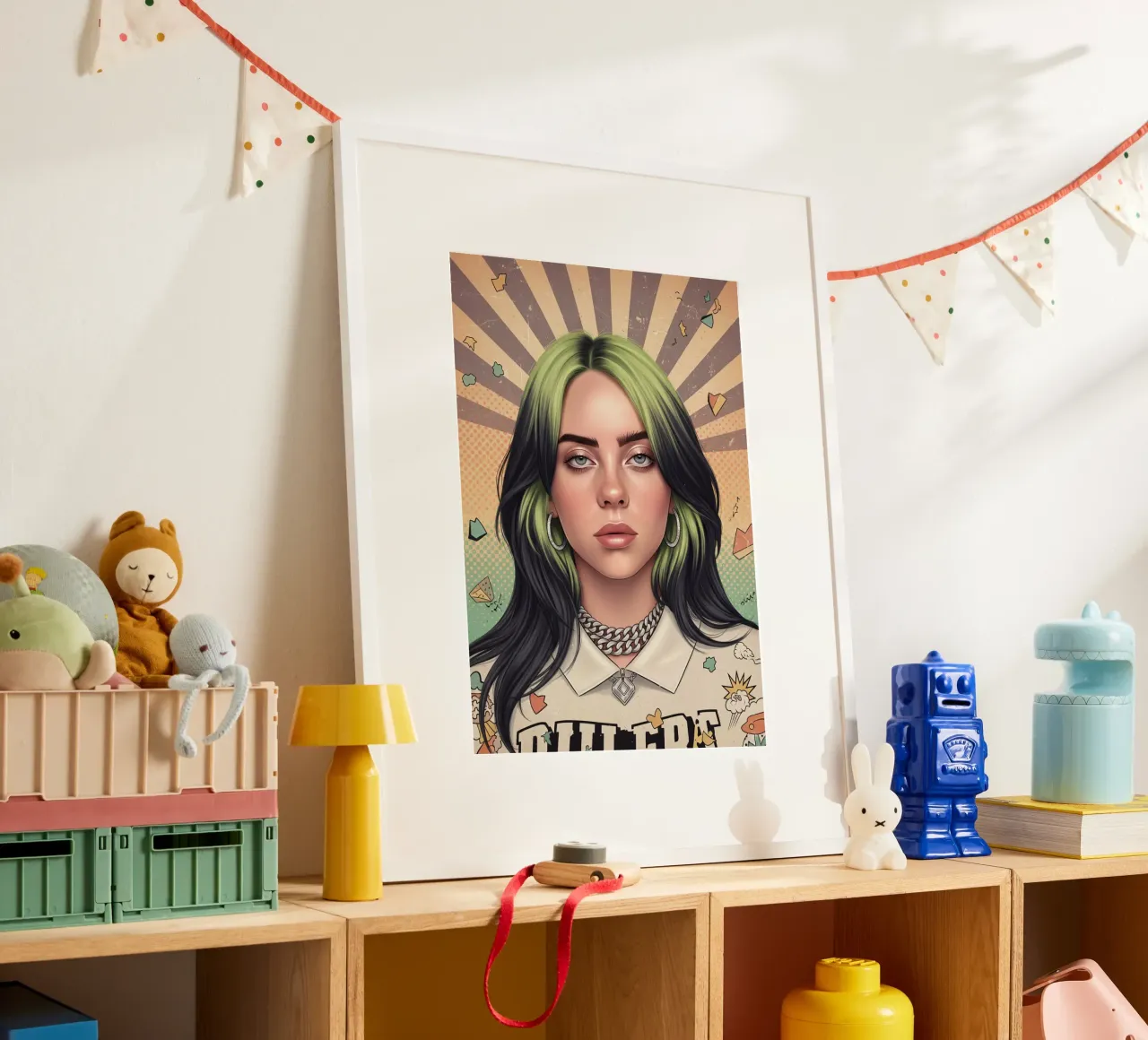 Billie Eilish stile vintage retrò poster con telaio in alluminio da Lembayung art