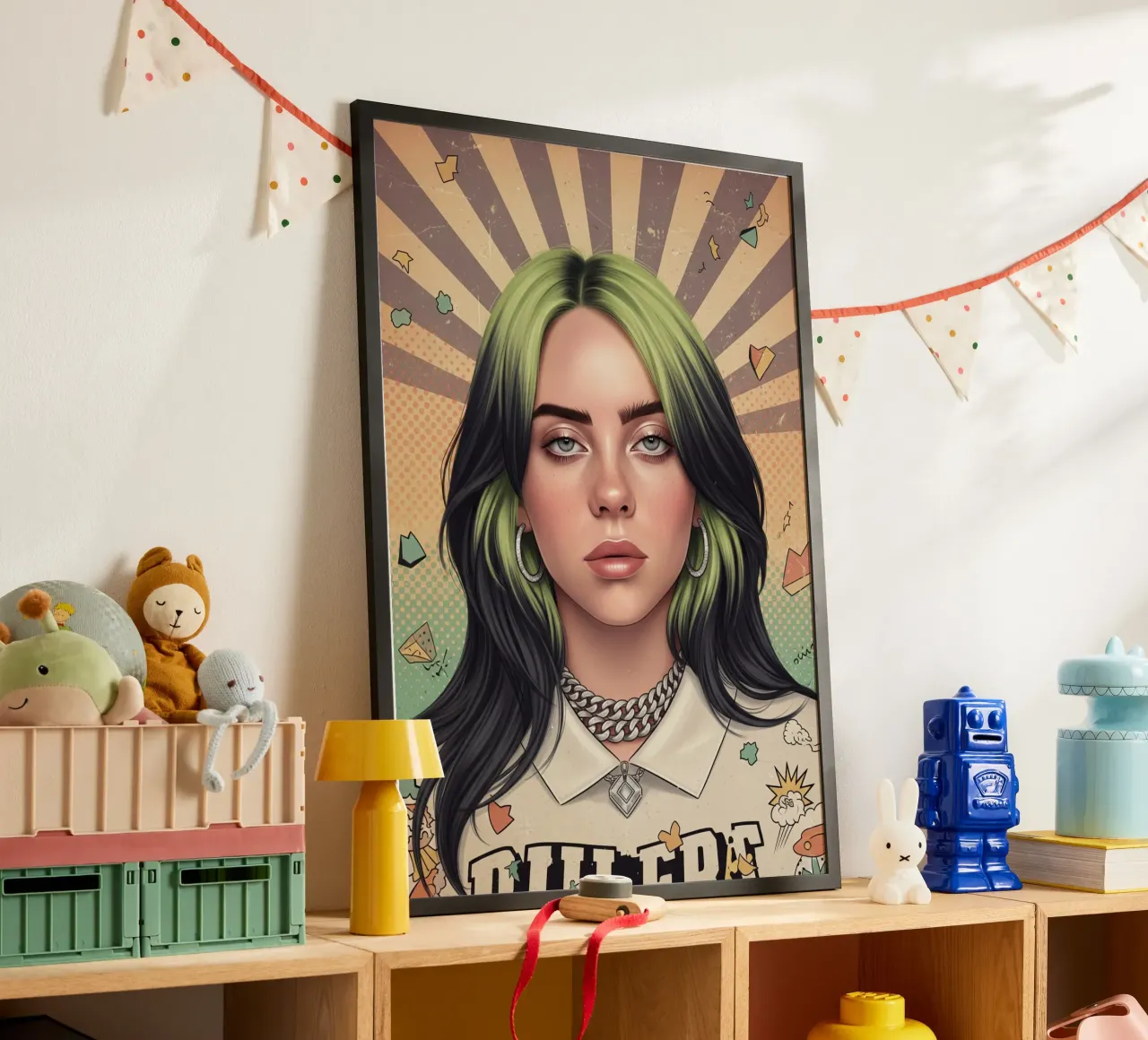 Billie Eilish stile vintage retrò poster con telaio in alluminio da Lembayung art