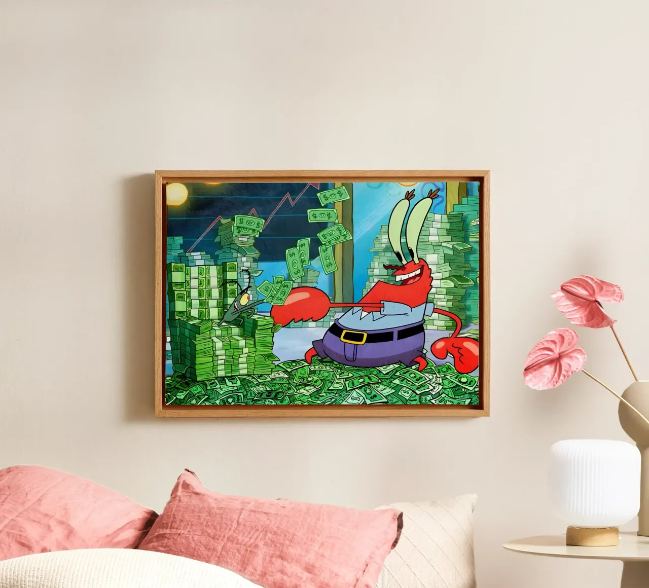 "Mr. Krabs canvas with Floater frame by Low poly art