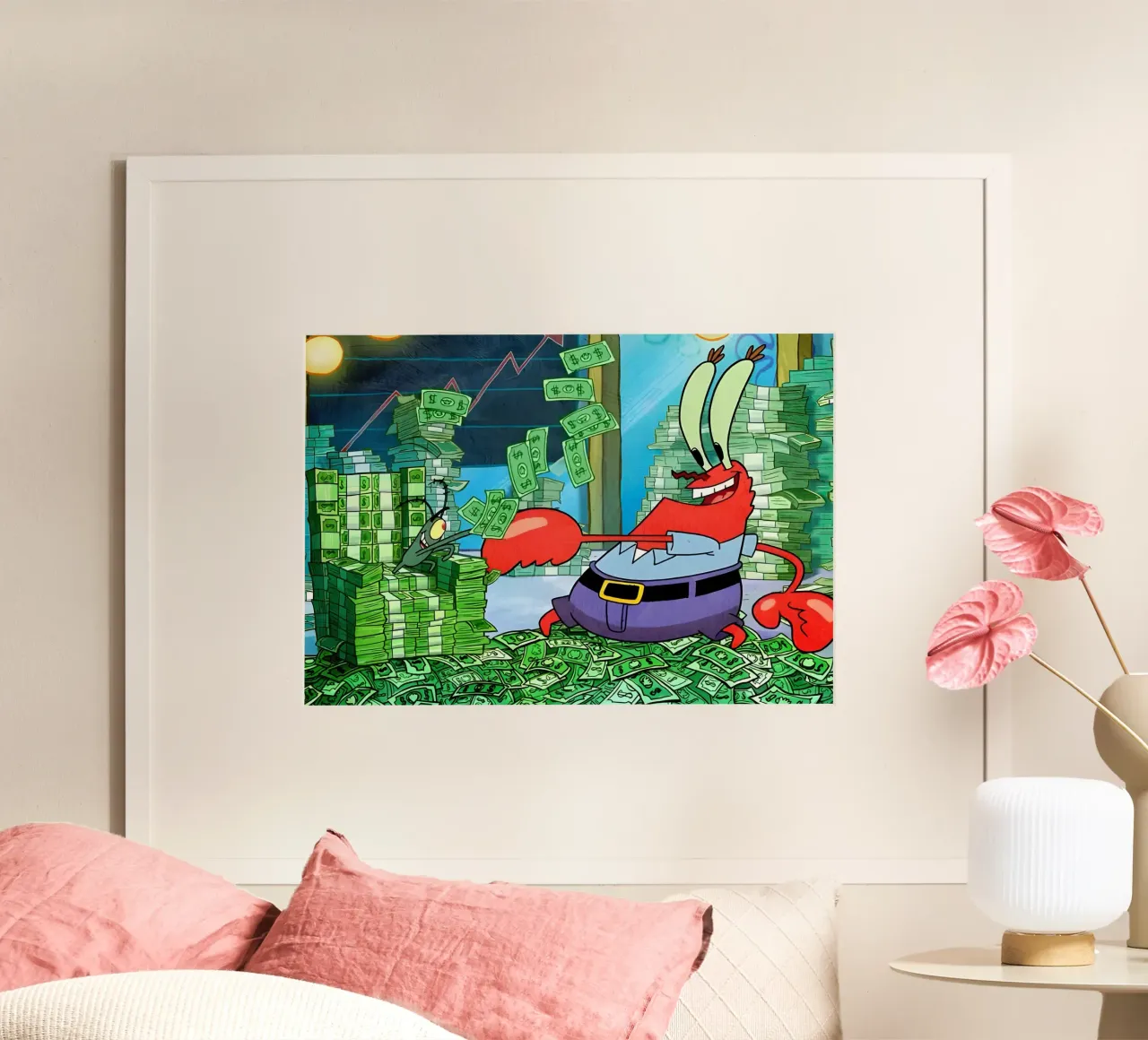 "Mr. Krabs poster con telaio in plastica da Low poly art