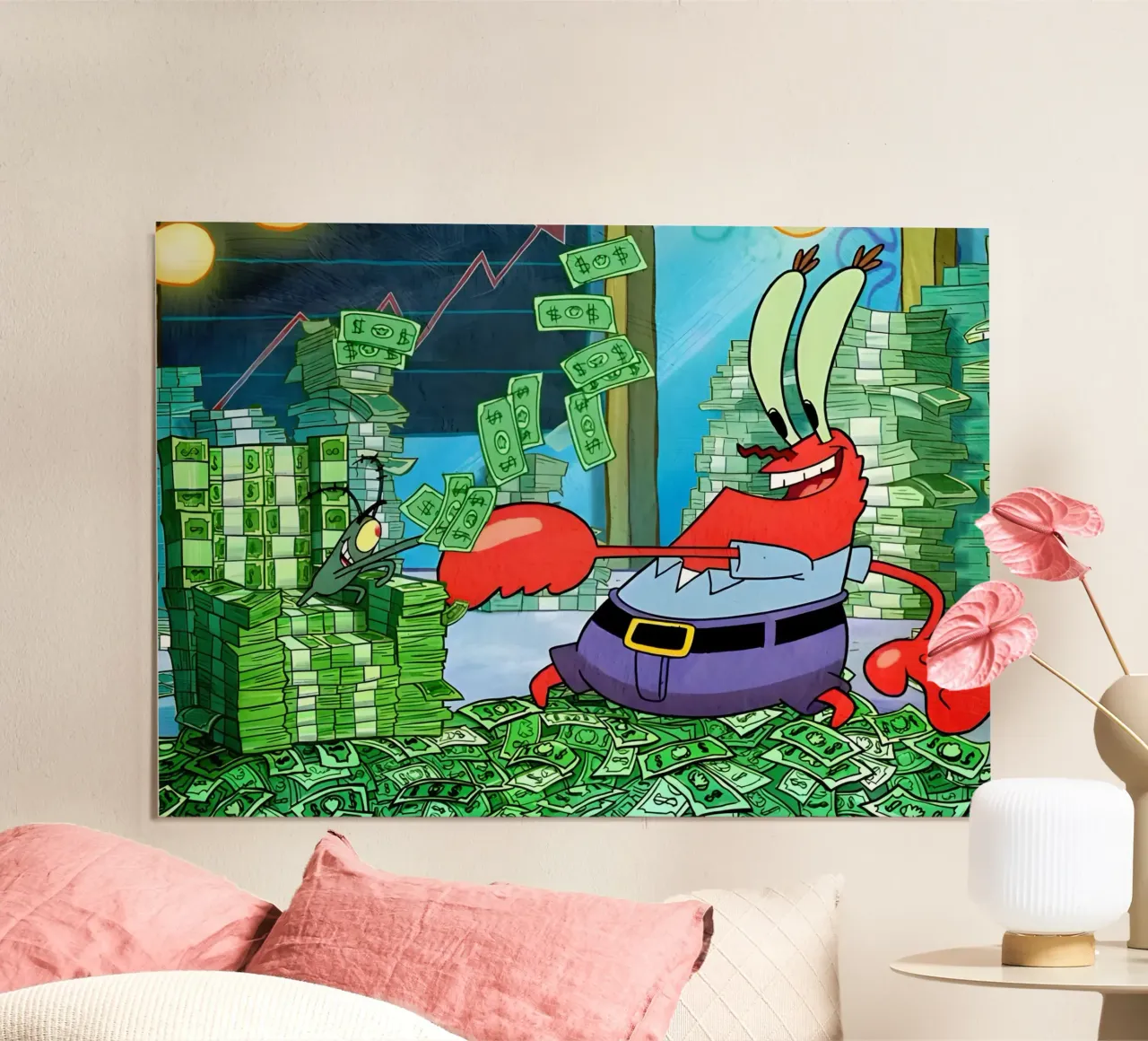 "Mr. Krabs poster con telaio in plastica da Low poly art