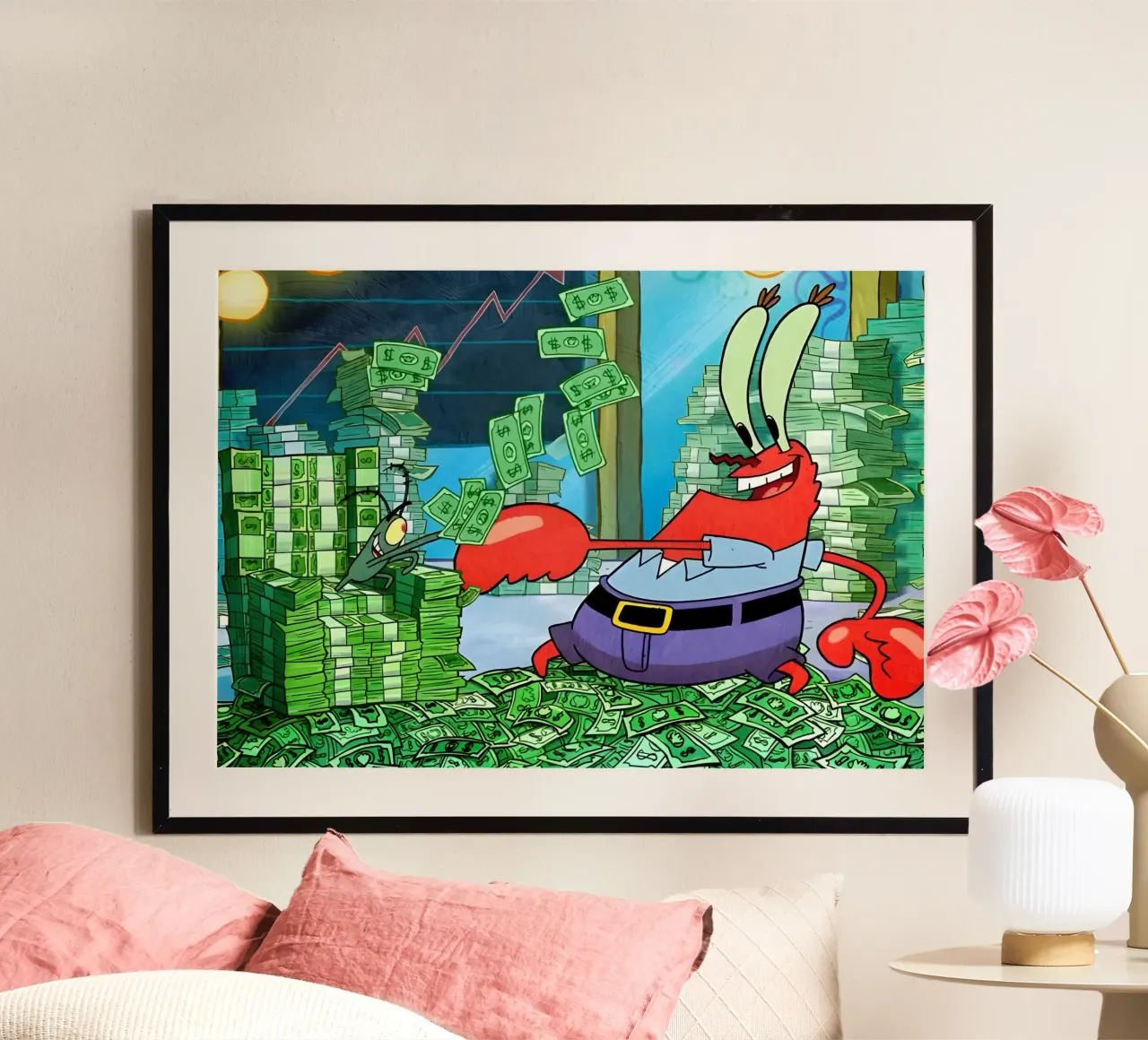 "Mr. Krabs poster con telaio in plastica da Low poly art
