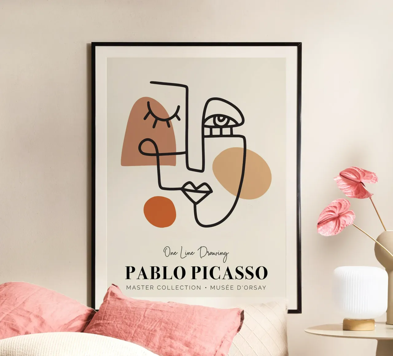 Pablo Picasso Disegno di una linea II poster con telaio in plastica da Linda Richardson