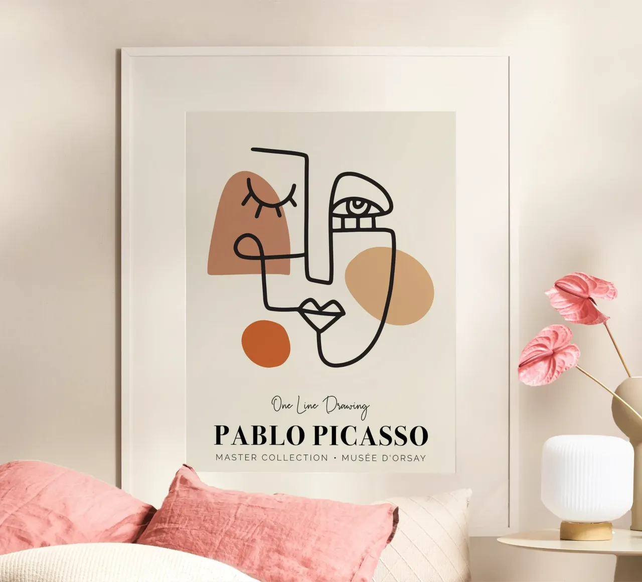 Pablo Picasso Disegno di una linea II poster con telaio in plastica da Linda Richardson