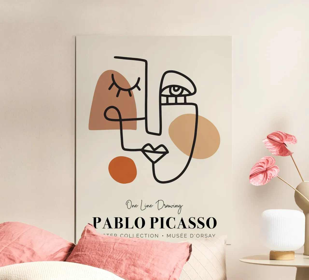 Pablo Picasso Disegno di una linea II poster con telaio in plastica da Linda Richardson