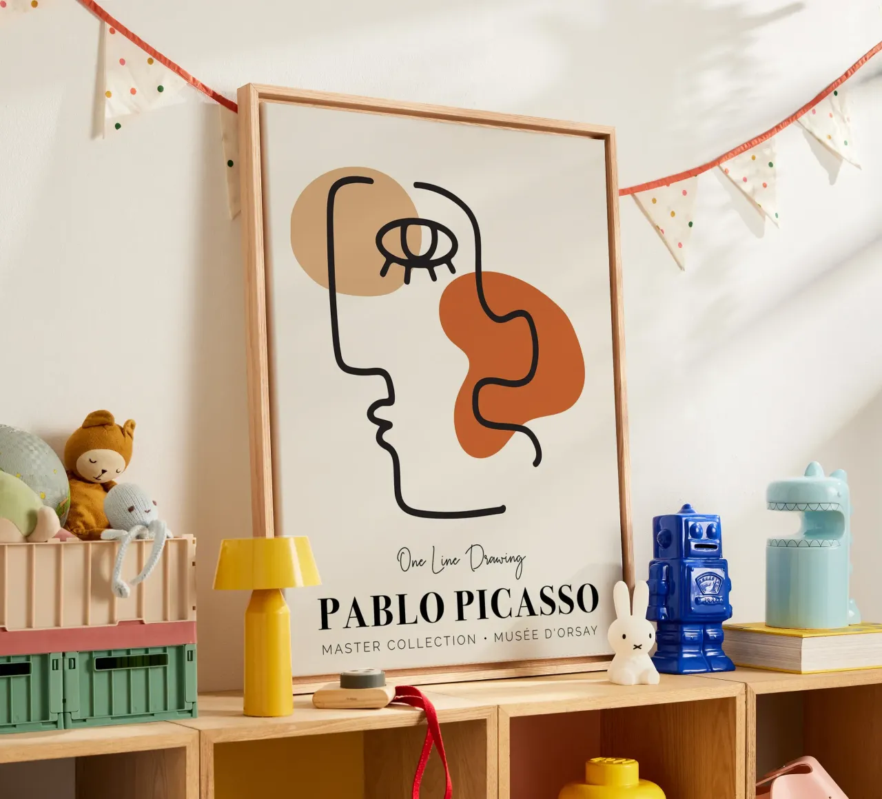 Pablo Picasso One Line Drawing tela con Cornice a cassetta da Linda Richardson