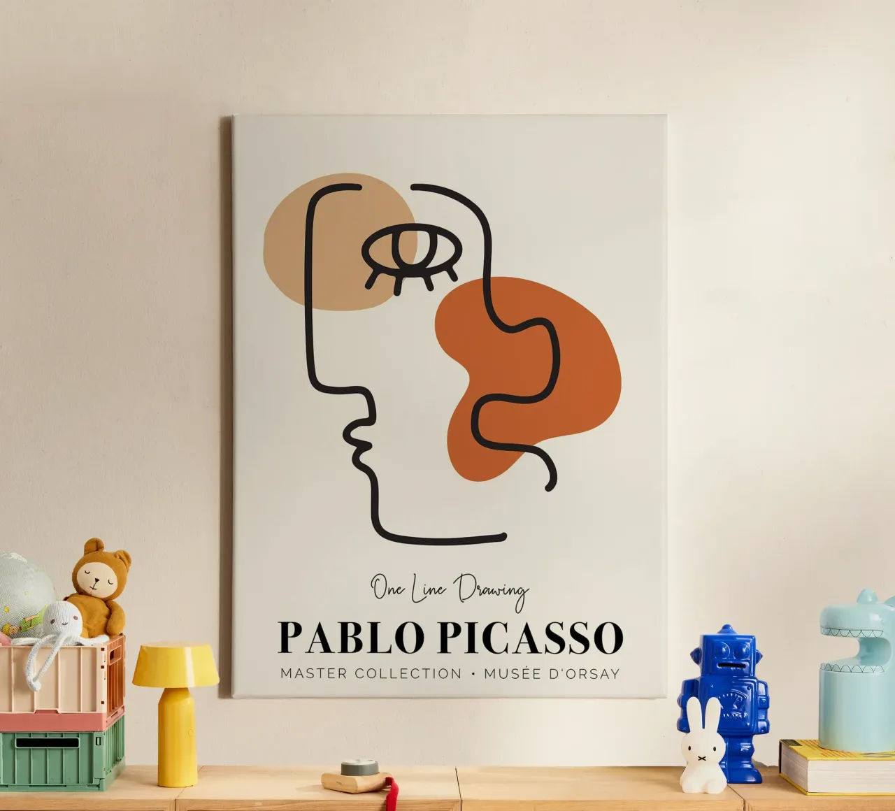 Pablo Picasso One Line Drawing tela con Cornice a cassetta da Linda Richardson