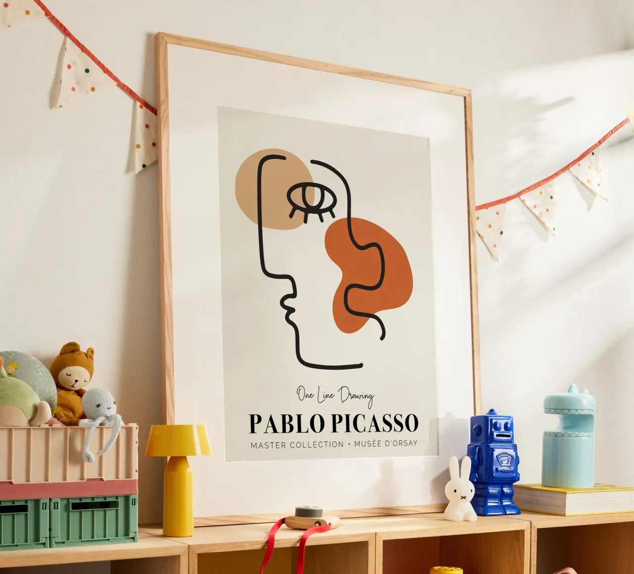 Pablo Picasso One Line Drawing poster con telaio in alluminio da Linda Richardson