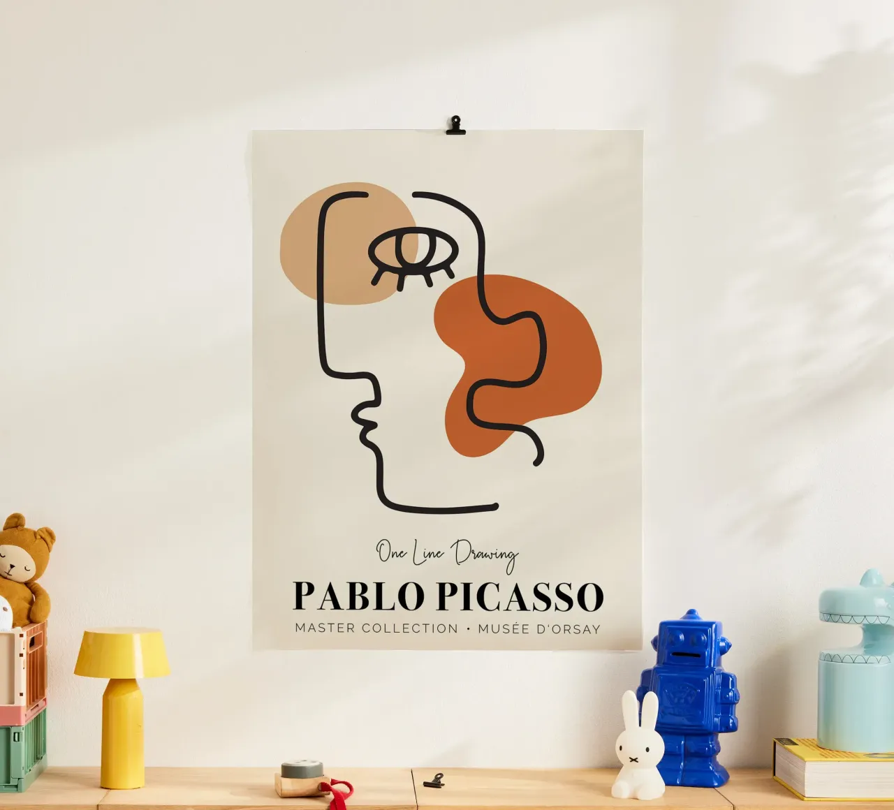 Pablo Picasso One Line Drawing poster con telaio in alluminio da Linda Richardson