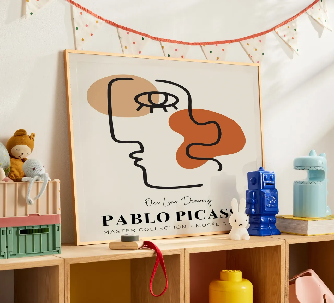Pablo Picasso One Line Drawing poster con telaio in alluminio da Linda Richardson