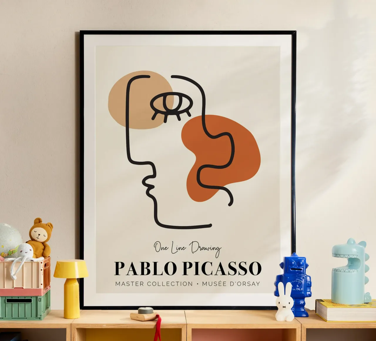 Pablo Picasso One Line Drawing poster con telaio in alluminio da Linda Richardson