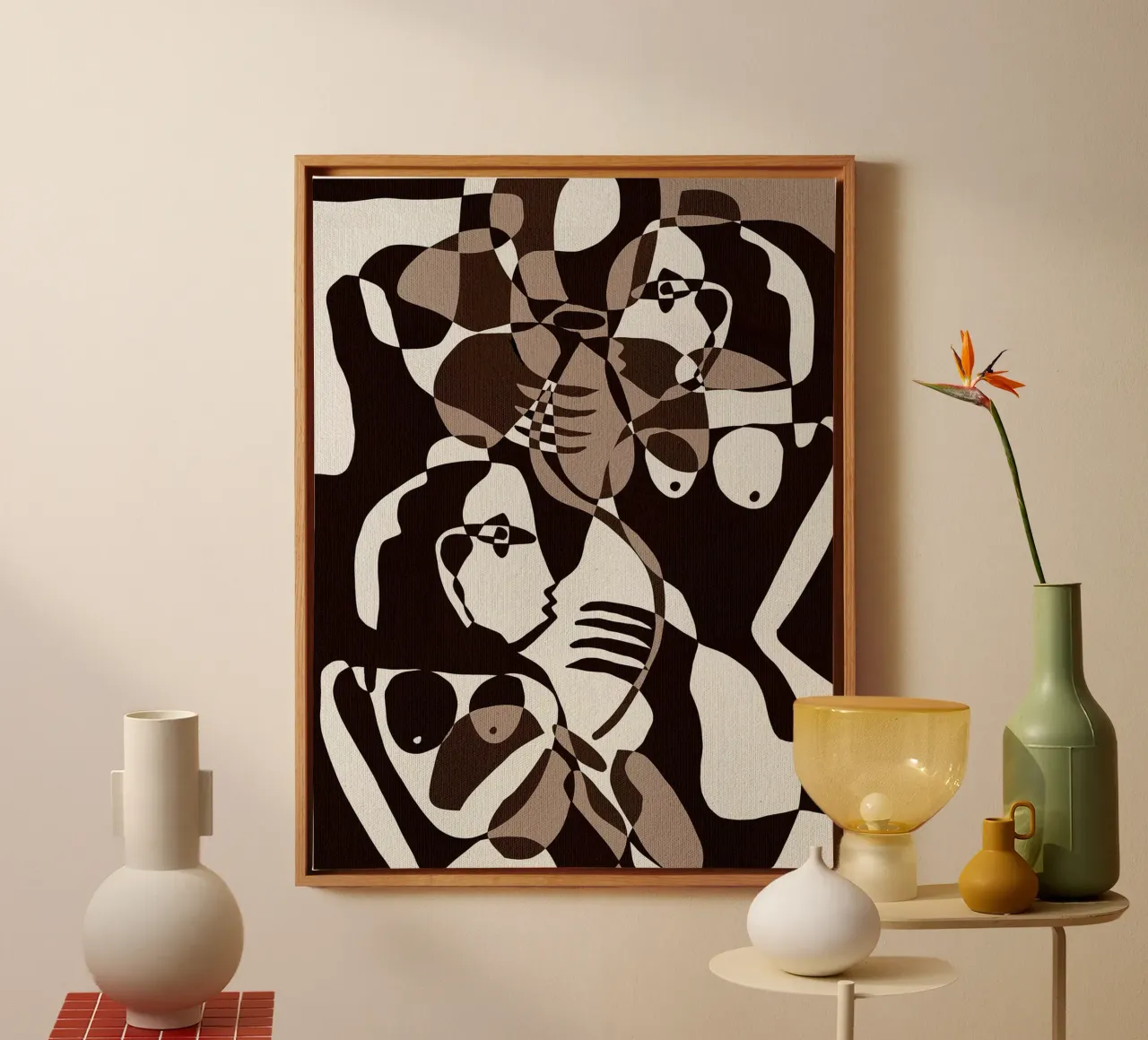 Subtle Ties II by Shatha Dafai canvas with Floater frame by Linda Richardson