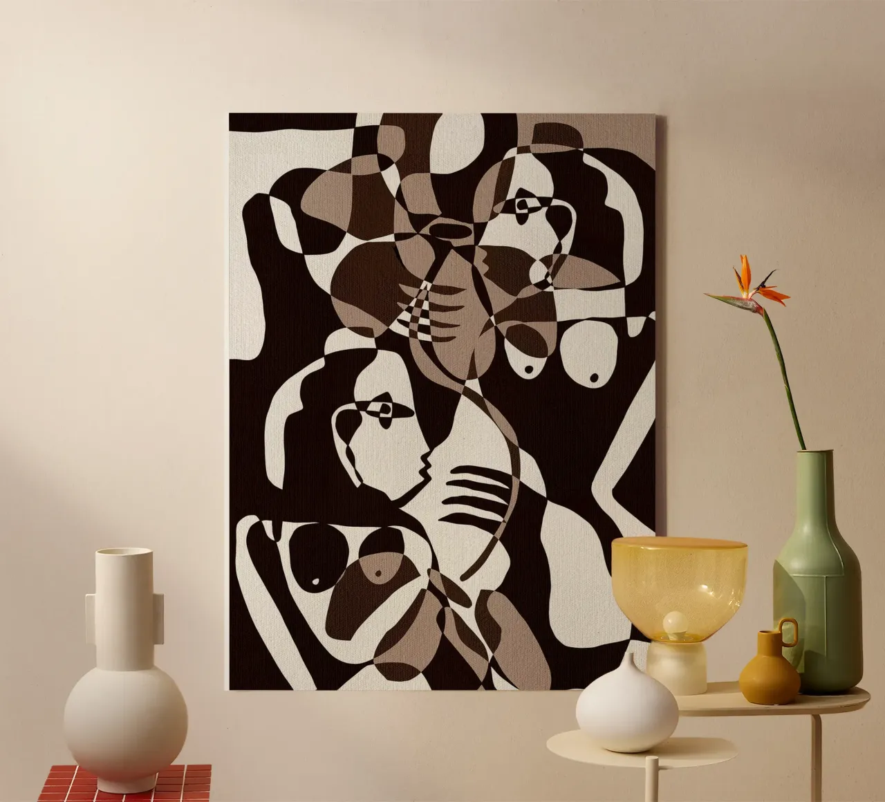 Subtle Ties II by Shatha Dafai canvas with Floater frame by Linda Richardson