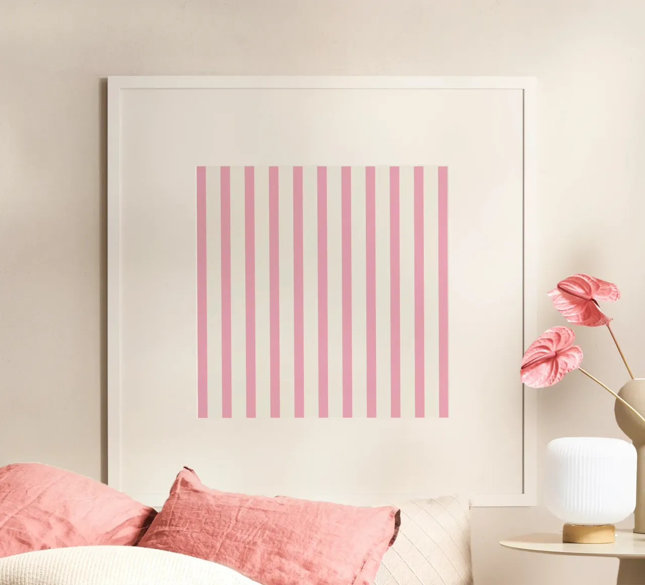Motivo a strisce rosa e beige poster da Paigaam Studio