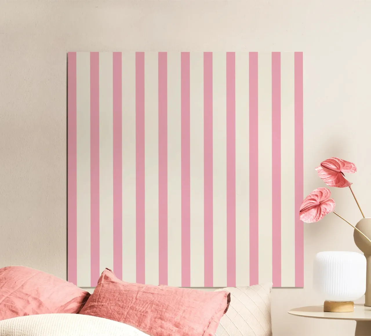 Motivo a strisce rosa e beige poster da Paigaam Studio