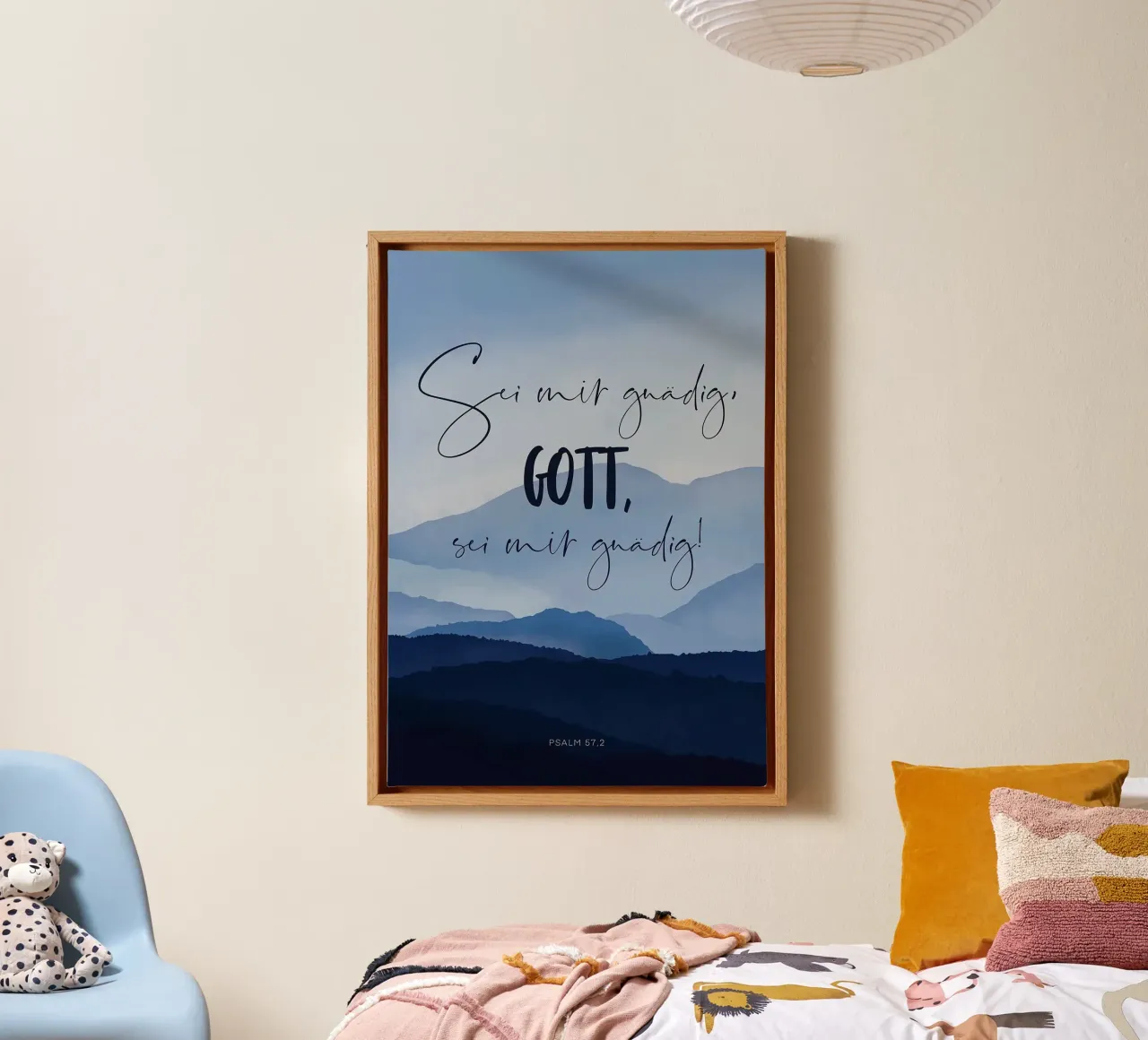 Psalm 57:2 - Be merciful to me, God Poster canvas with Floater frame by Isabel Hill