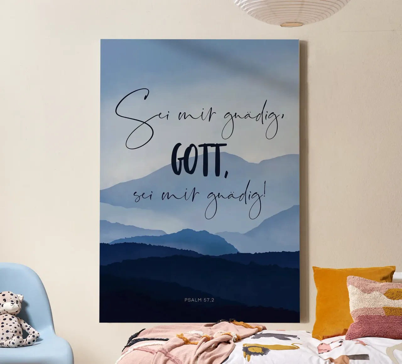 Psalm 57:2 - Be merciful to me, God Poster canvas with Floater frame by Isabel Hill