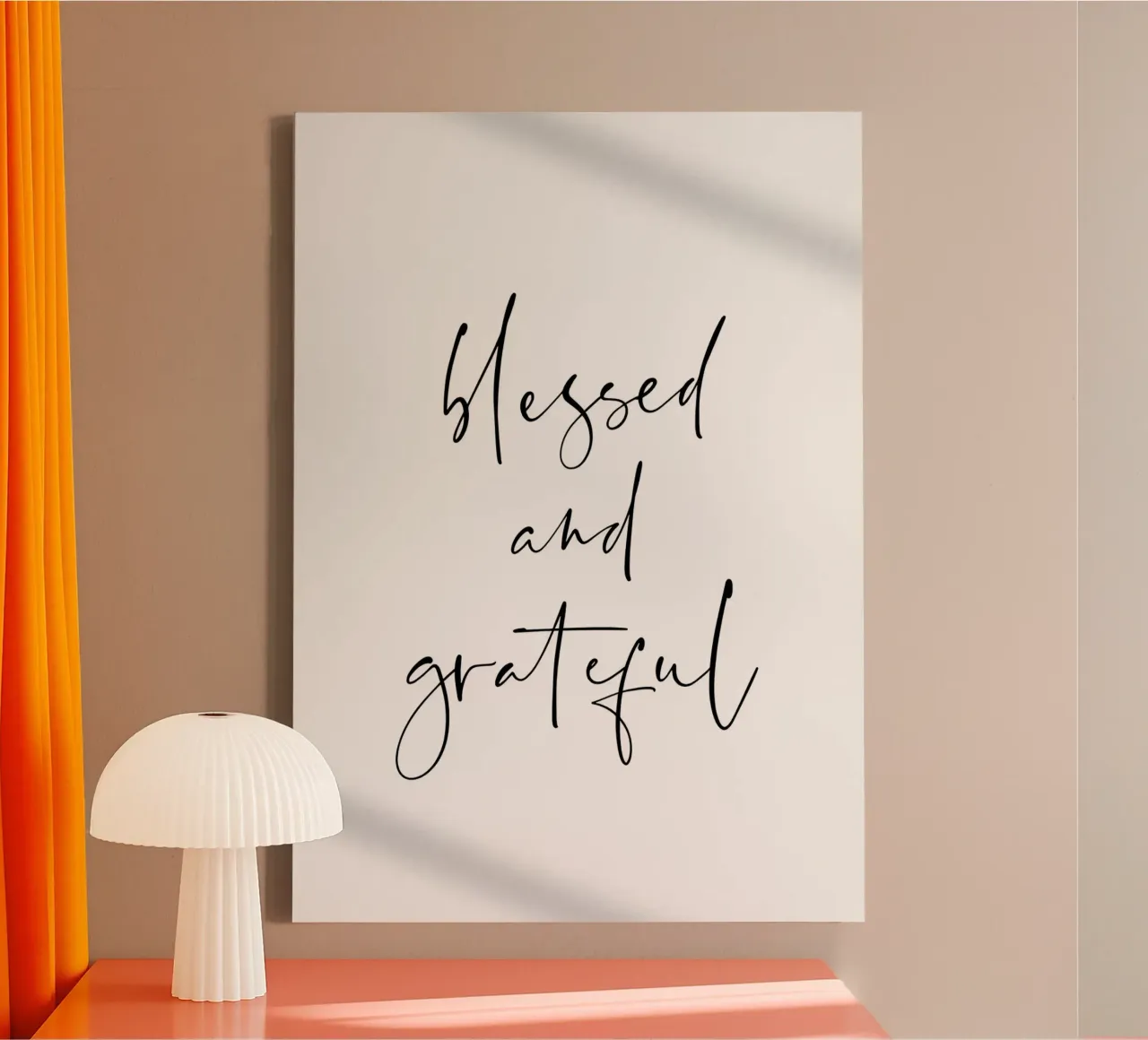 Gezegend en Dankbaar - Typografie Poster canvas met Baklijst van Isabel Hill