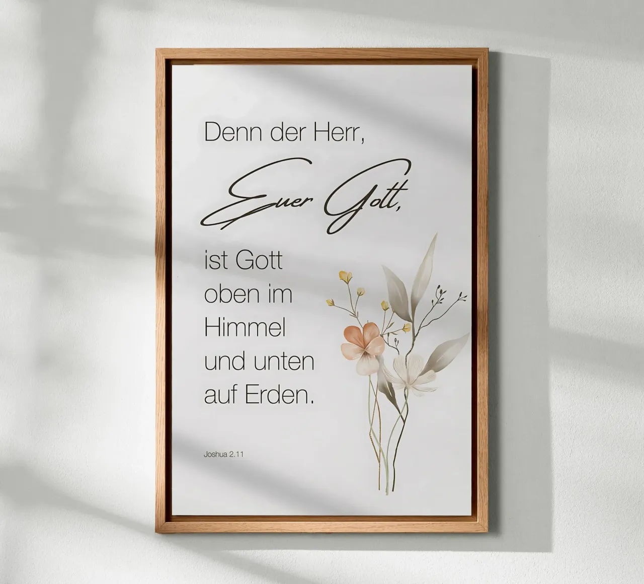 Jozua 2:11 - God in hemel en op aarde canvas met Baklijst van Isabel Hill