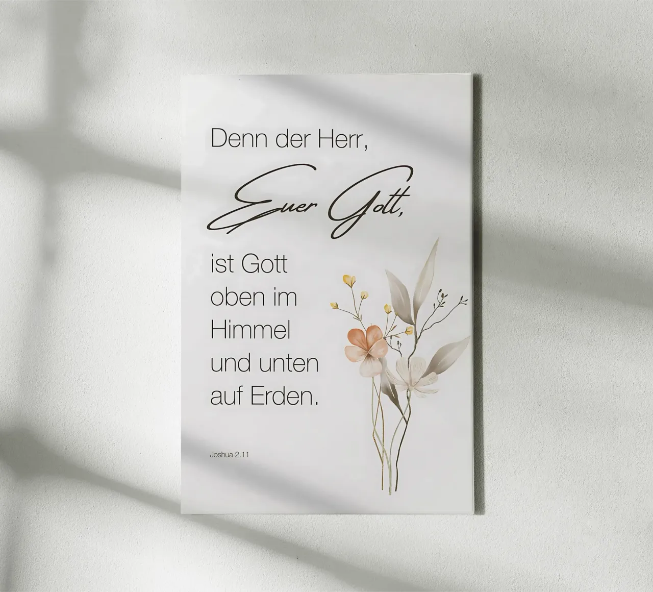 Jozua 2:11 - God in hemel en op aarde canvas met Baklijst van Isabel Hill