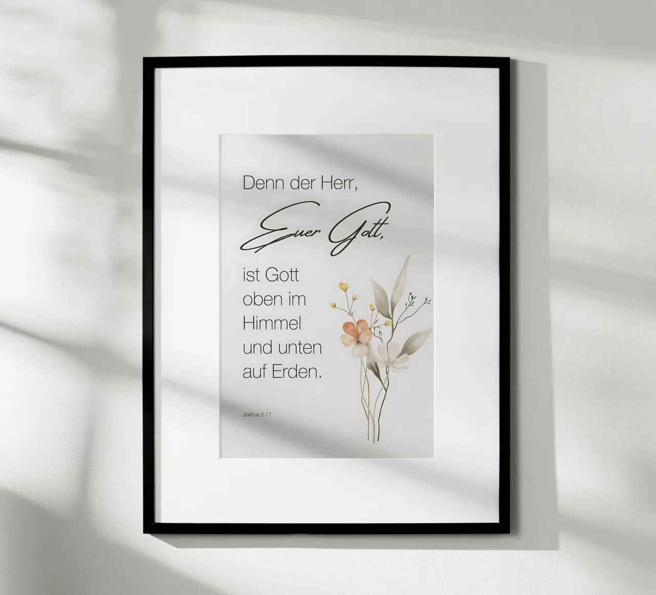 Jozua 2:11 - God in hemel en op aarde poster met kunststof frame van Isabel Hill