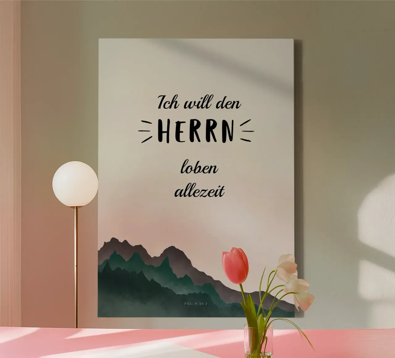Prijs de Heer altijd - Psalm 34:2 Poster canvas met Baklijst van Isabel Hill