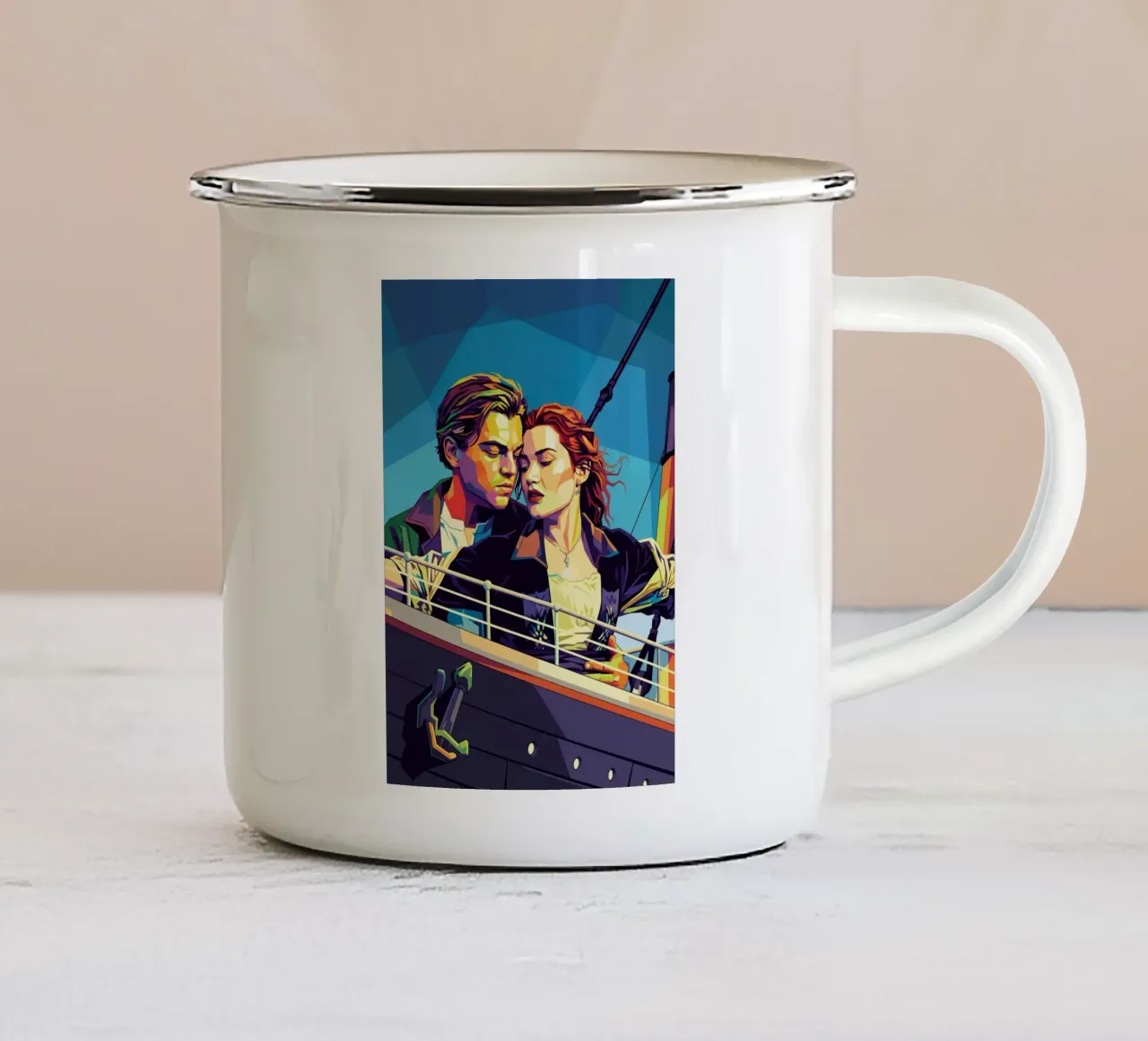 Titanic - Leonardo Dicaprio e Kate Winslet tazza in smalto da Hantamrata