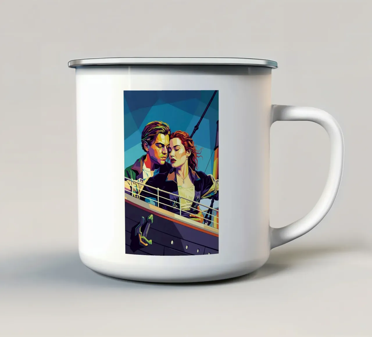 Titanic - Leonardo Dicaprio e Kate Winslet tazza in smalto da Hantamrata