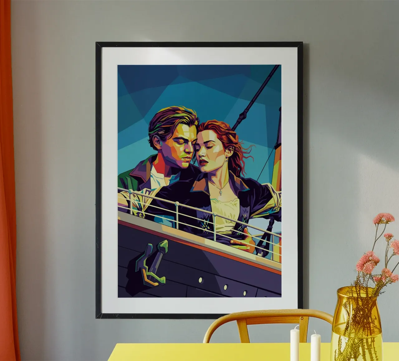 Titanic - Leonardo Dicaprio e Kate Winslet poster con telaio in legno da Hantamrata