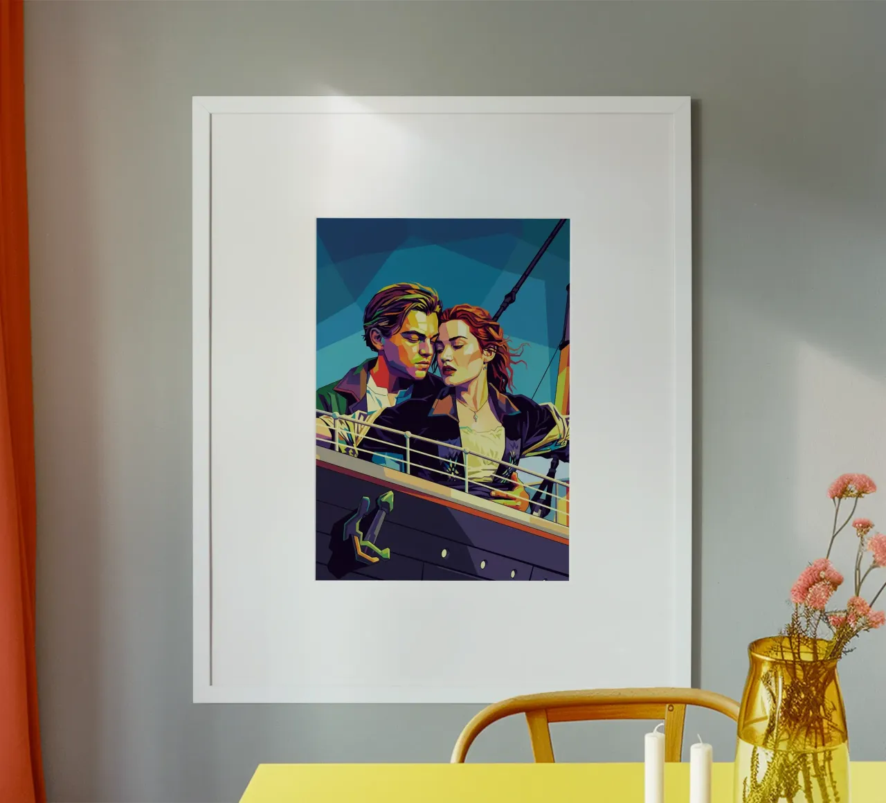 Titanic - Leonardo Dicaprio e Kate Winslet poster con telaio in legno da Hantamrata