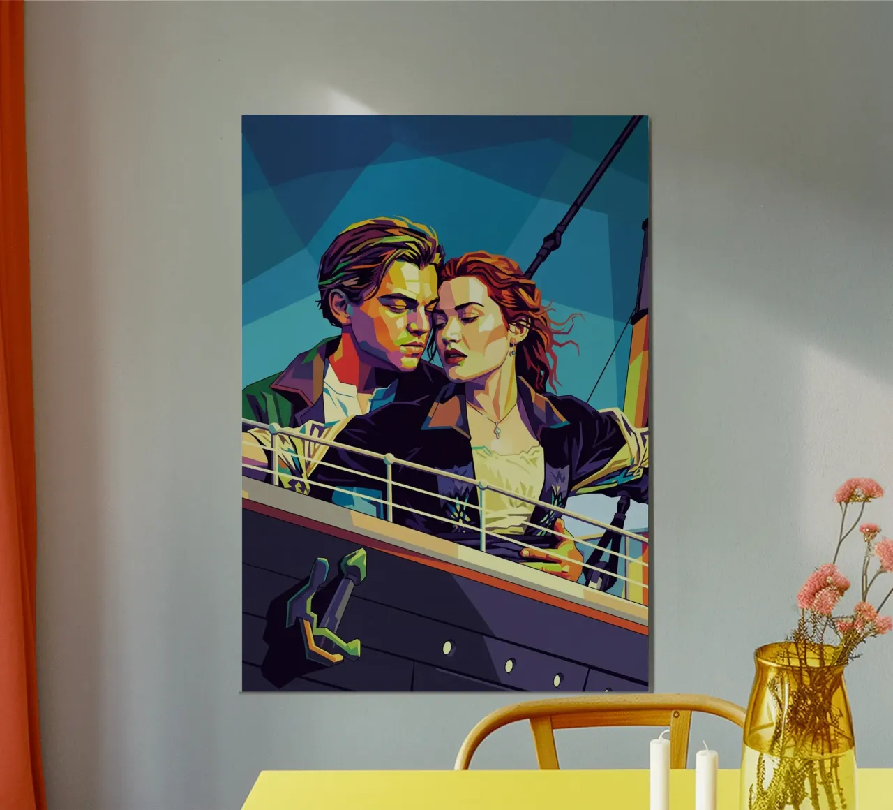 Titanic - Leonardo Dicaprio e Kate Winslet poster con telaio in legno da Hantamrata