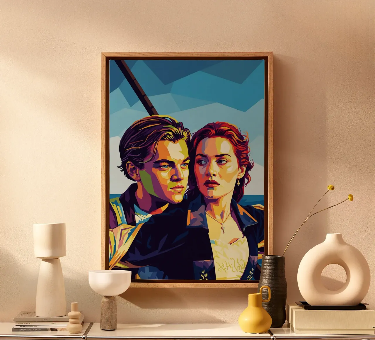 Titanic - Ritratto pop art di Leonardo Dicaprio e Kate Winslet tela con Cornice a cassetta da Hantamrata